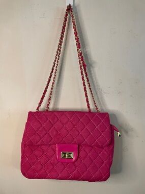 Quilted Pink Chain-Handle Shoulder Bag - Designer Style